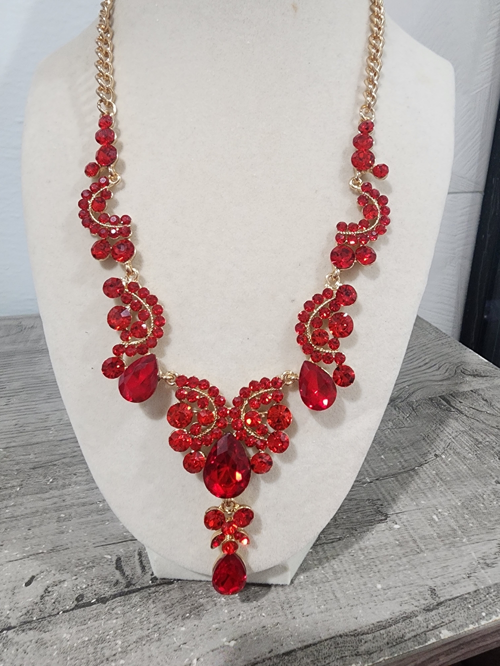 Red Crystal Statement Necklace